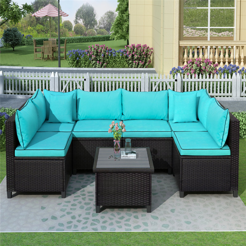 Breakwater Bay UShape Sectional Outdoor Furniture Set Wayfair